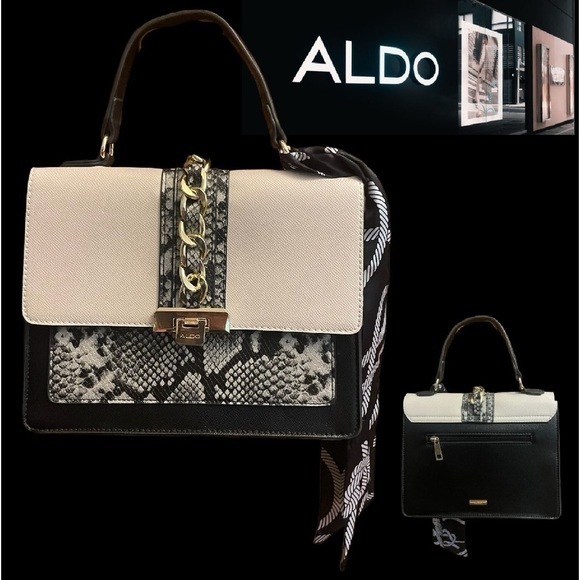 ALDO Cailla Animal Print White Top Satchel and crossbody  NEW - Picture 1 of 10